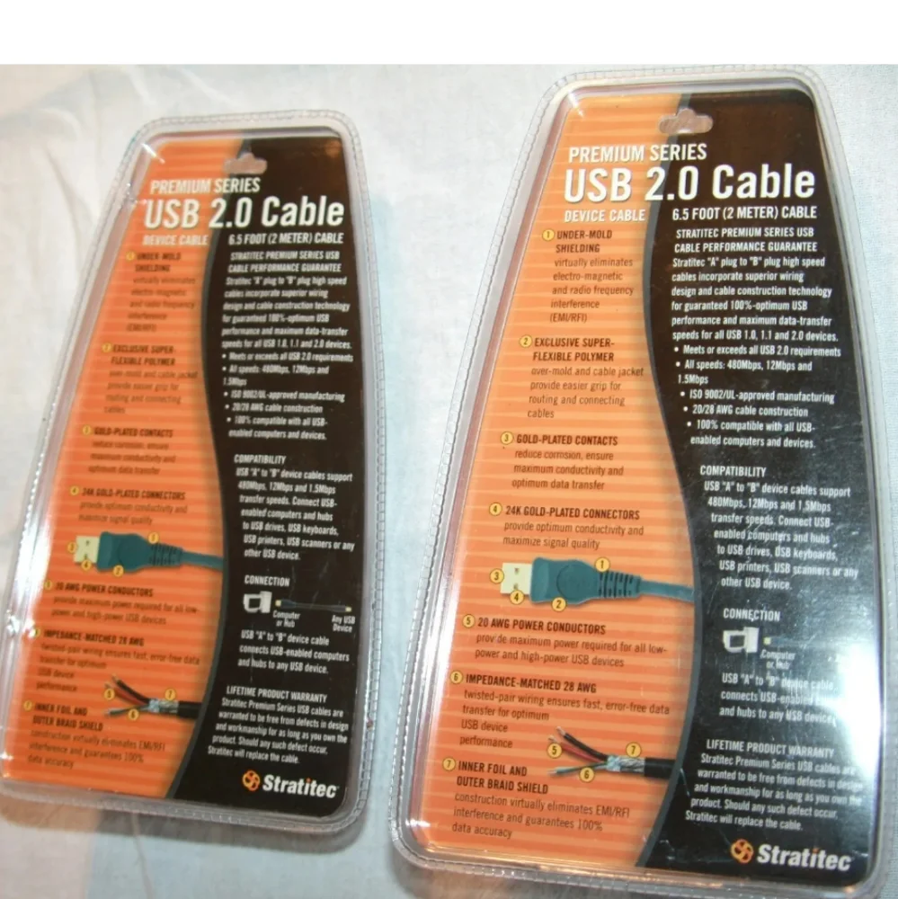 Lot Of 2 USB 2.0 high-speed cables, New